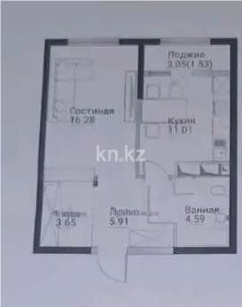 Продажа 1-комнатной квартиры, 42.97 м² - Продажа квартир в монолитно-каркасном доме в Алматы - страница 3 фото 1 из 1