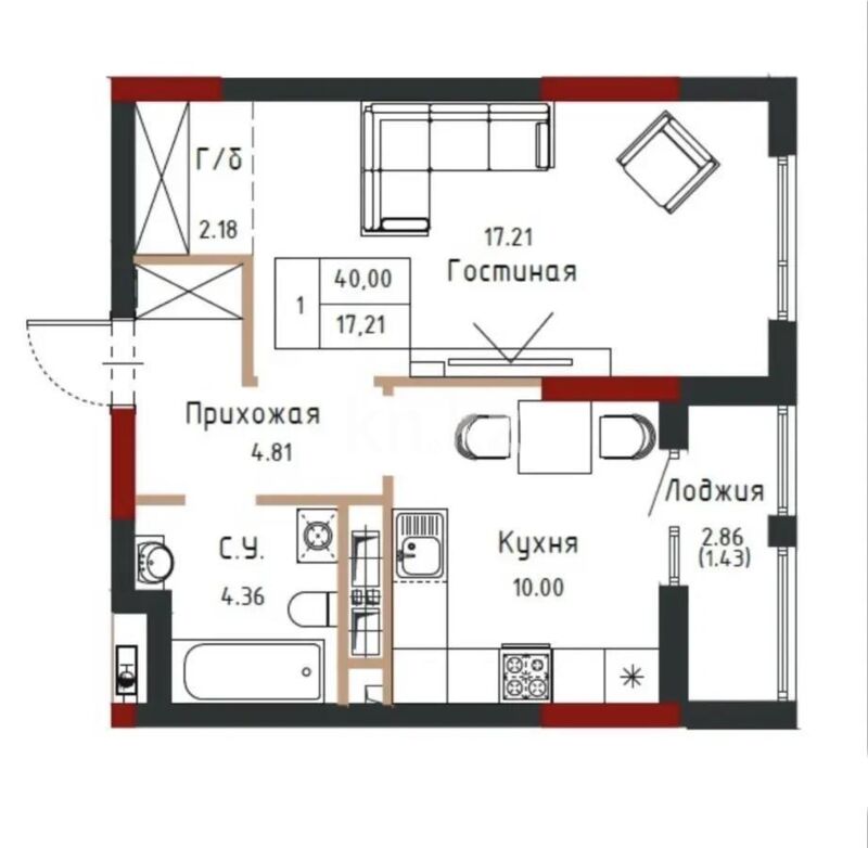 Продажа 1-комнатной квартиры, 40 м² - Продажа однокомнатных квартир в р-не Сарайшык Астаны - страница 21 фото 1 из 1