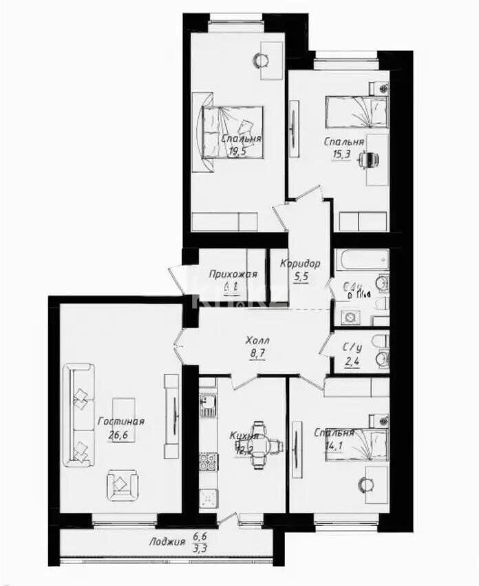 Продажа 4-комнатной квартиры, 116.2 м² - Продажа четырехкомнатных квартир в кирпичном доме в Казахстане фото 1 из 1
