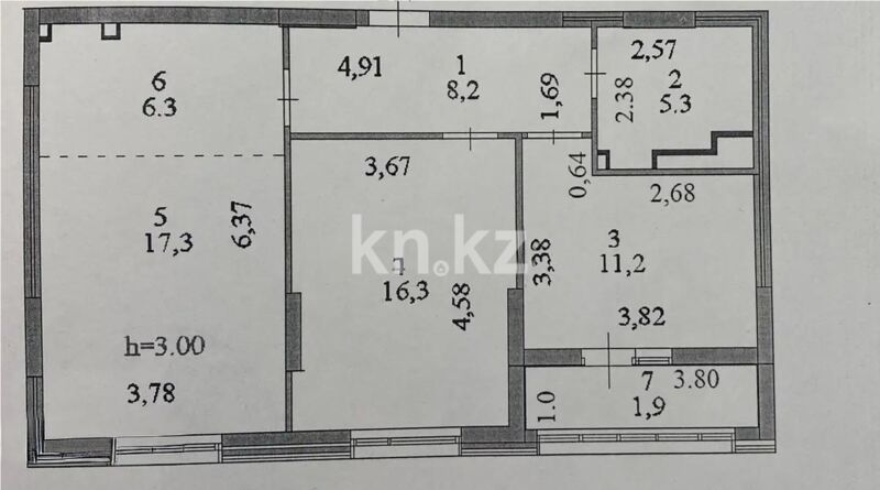 Продажа 3-комнатной квартиры, 66.5 м² - Продажа квартир в блочном доме в Астане - страница 126 фото 7 из 7