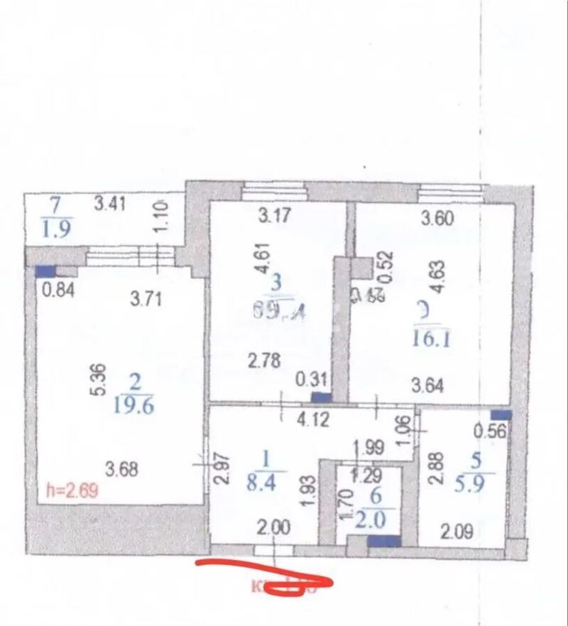 Продажа 2-комнатной квартиры, 57.3 м² - Продажа двухкомнатных квартир в блочном доме в Казахстане - страница 70 фото 1 из 1