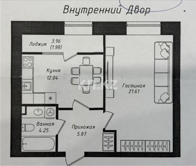 Продажа 1-комнатной квартиры, 45.75 м² - Продажа однокомнатных квартир в р-не Сарыарка Астаны - страница 10 фото 1 из 1