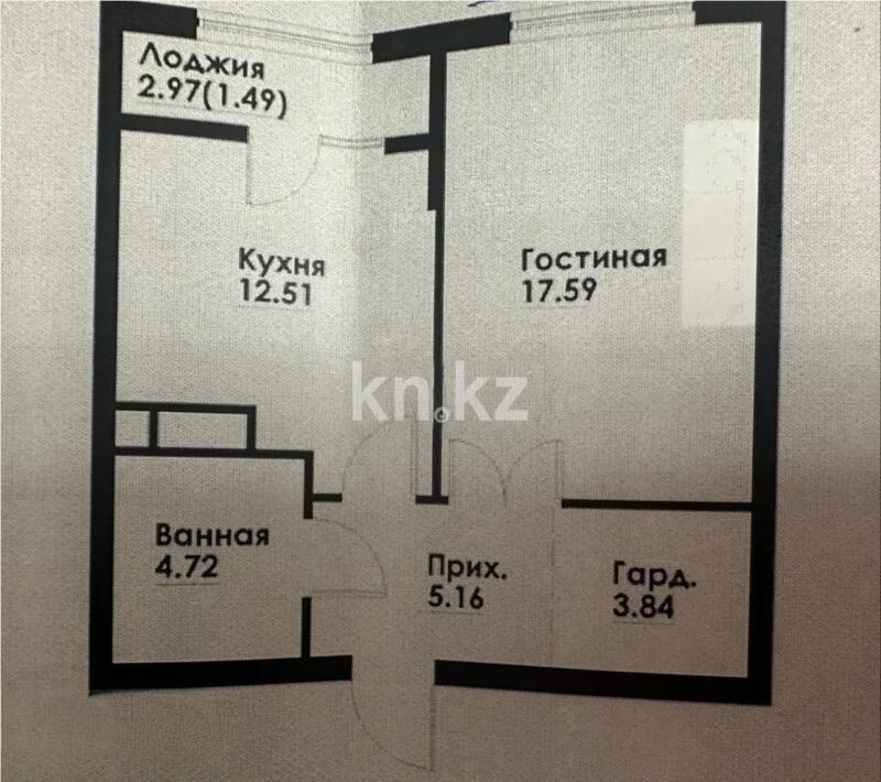 Продажа 1-комнатной квартиры, 45.31 м² - Продажа  однокомнатных квартир в новостройках Алматы - страница 46 фото 1 из 1