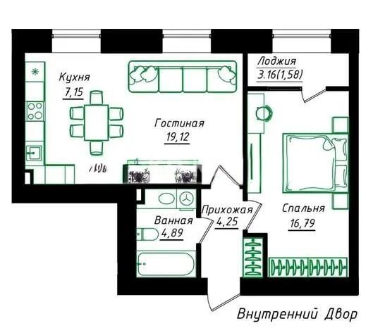 Продажа 2-комнатной квартиры, 53.78 м² - Продажа квартир в кирпичном доме в Астане - страница 217 фото 1 из 1