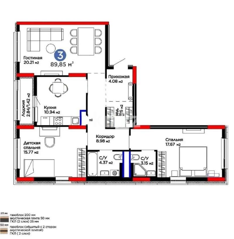 Продажа 3-комнатной квартиры, 90 м² - Продажа трехкомнатных квартир в блочном доме в Казахстане - страница 30 фото 1 из 1