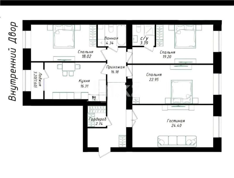 Продажа 4-комнатной квартиры, 130 м² - Продажа четырехкомнатных квартир в кирпичном доме в Казахстане - страница 3 фото 1 из 1