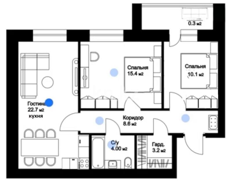 Продажа 2-комнатной квартиры, 65.2 м² - Продажа  двухкомнатных квартир в новостройках Астаны фото 1 из 1