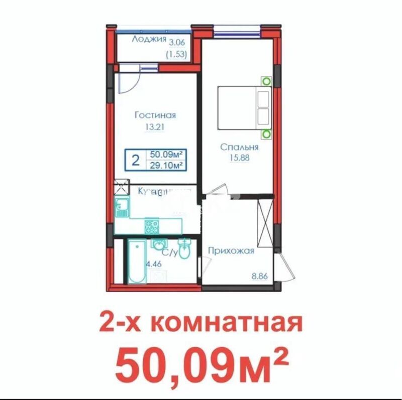 Продажа 1-комнатной квартиры, 50.09 м² - Продажа однокомнатных квартир в р-не Нура Астаны - страница 31 фото 1 из 1