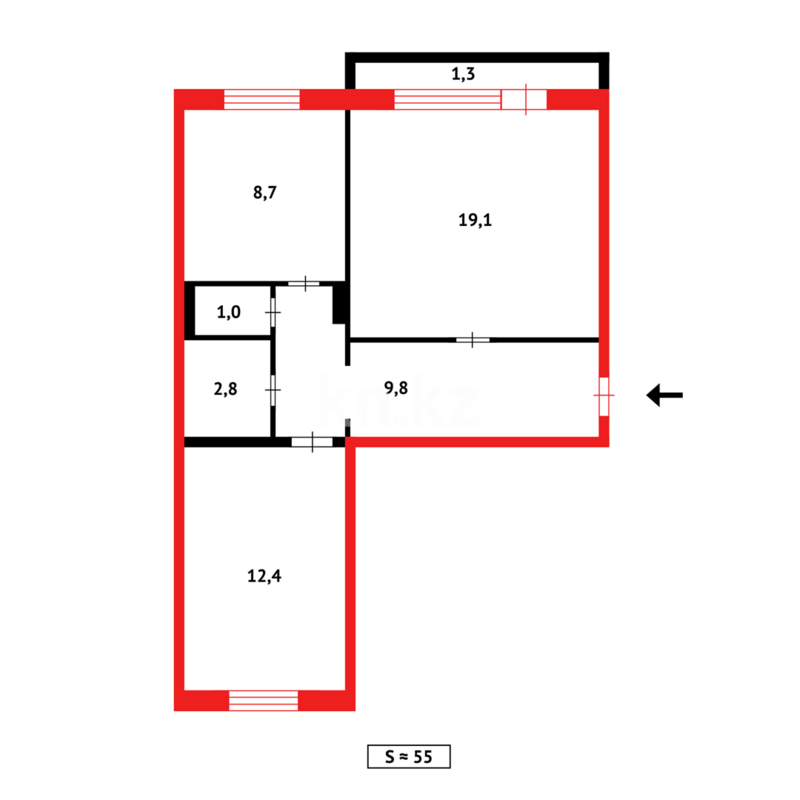 Продажа 2-комнатной квартиры, 54 м² - Продажа двухкомнатных квартир в панельном доме в Караганде - страница 10 фото 15 из 15