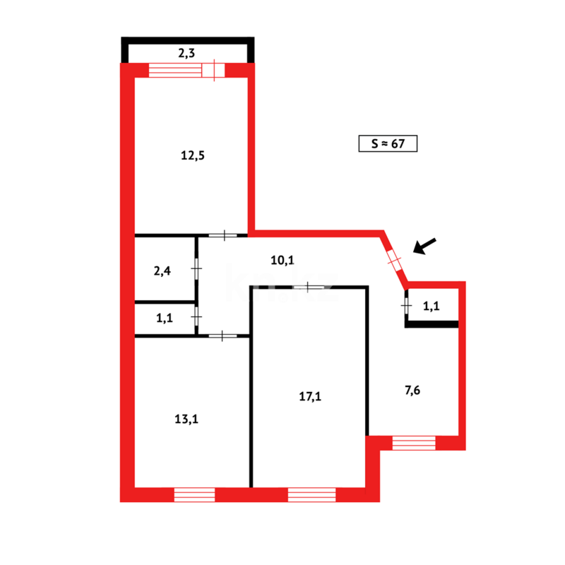 Продажа 3-комнатной квартиры, 67 м² - Продажа трехкомнатных квартир в Темиртау - страница 16 фото 14 из 14