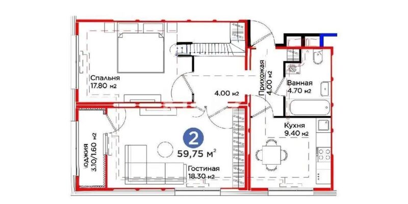 Продажа 2-комнатной квартиры, 59.75 м² - Продажа квартир в р-не Есиль Астаны - страница 42 фото 4 из 4