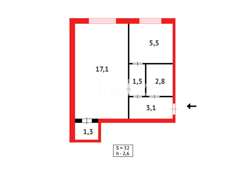 Продажа 1-комнатной квартиры, 31 м² - Продажа однокомнатных квартир в Городе Караганды - страница 5 фото 8 из 8
