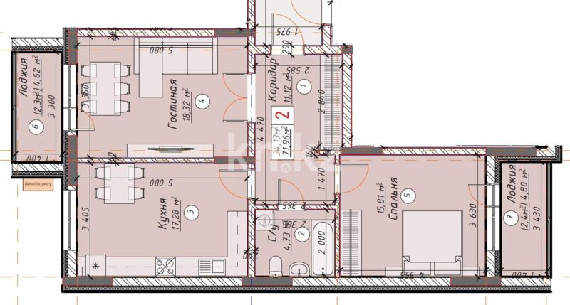 Продажа 2-комнатной квартиры, 72 м² - Недвижимость в Астане - страница 11 фото 1 из 6