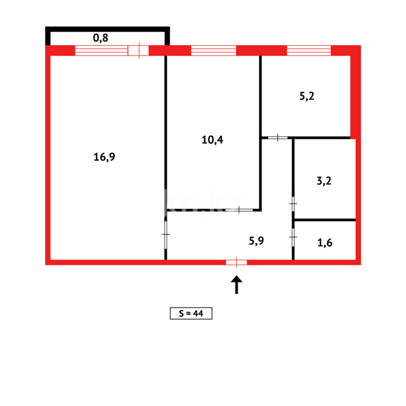 Продажа 2-комнатной квартиры, 44 м² - Продажа двухкомнатных квартир в панельном доме в Темиртау - страница 7 фото 7 из 7