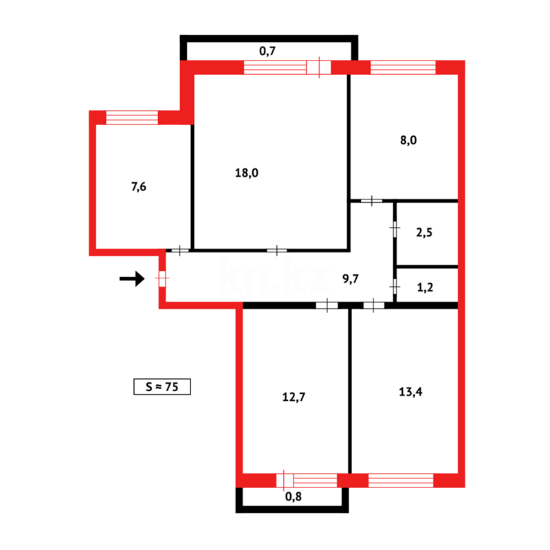 Продажа 4-комнатной квартиры, 74 м² - Продажа четырехкомнатных квартир в кирпичном доме в Караганде - страница 5 фото 21 из 21