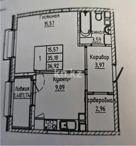 Продажа 2-комнатной квартиры, 37 м² - Продажа квартир в Астане - страница 17 фото 1 из 1
