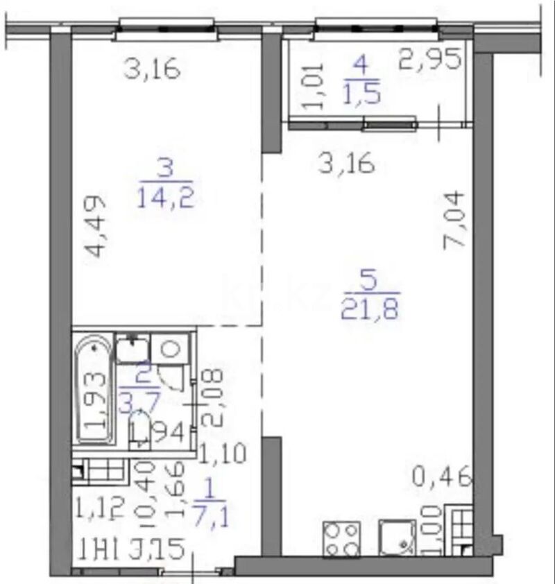 Продажа 2-комнатной квартиры, 48.3 м² - Продажа двухкомнатных квартир в монолитно-каркасном доме в Казахстане - страница 189 фото 3 из 3