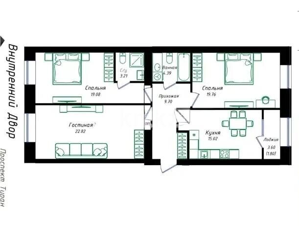 Продажа 3-комнатной квартиры, 95.78 м² - Продажа квартир в кирпичном доме в Казахстане - страница 6 фото 1 из 1