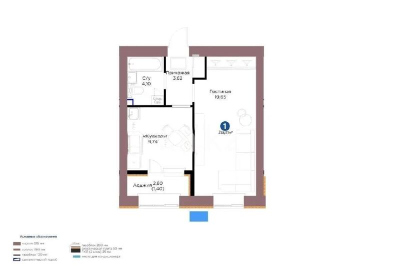 Продажа 1-комнатной квартиры, 38 м² - Продажа  однокомнатных квартир в новостройках Астаны - страница 19 фото 1 из 1