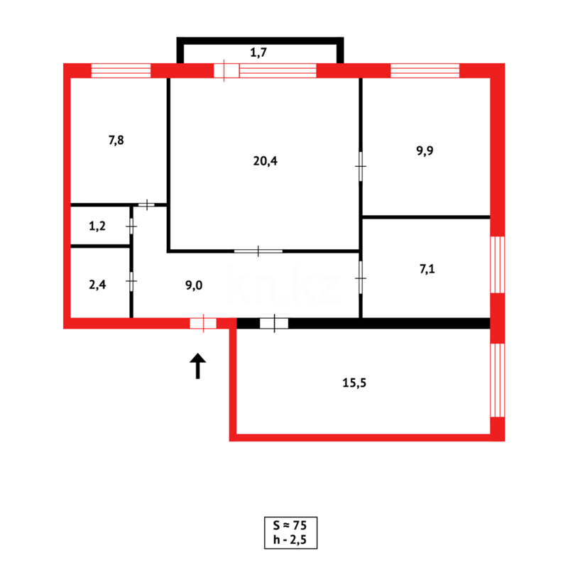 Продажа 4-комнатной квартиры, 75 м² - Продажа четырехкомнатных квартир в кирпичном доме в Караганде - страница 7 фото 11 из 11
