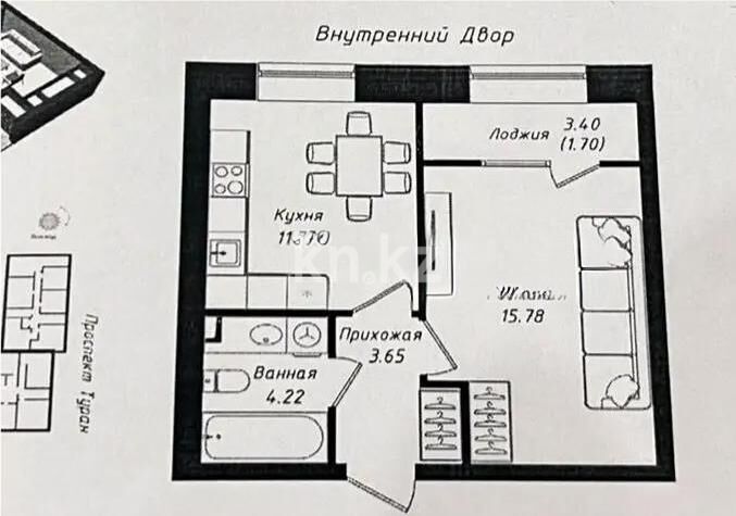Продажа 1-комнатной квартиры, 37 м² - Продажа однокомнатных квартир в р-не Нура Астаны - страница 32 фото 1 из 1