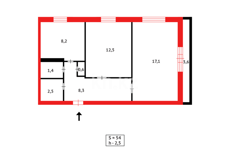 Продажа 2-комнатной квартиры, 54 м² - Продажа двухкомнатных квартир в панельном доме в Темиртау - страница 6 фото 6 из 6