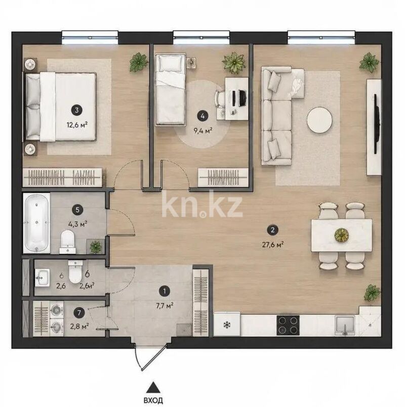 Продажа 3-комнатной квартиры, 66 м² - Продажа трехкомнатных квартир в Казахстане - страница 8 фото 2 из 2