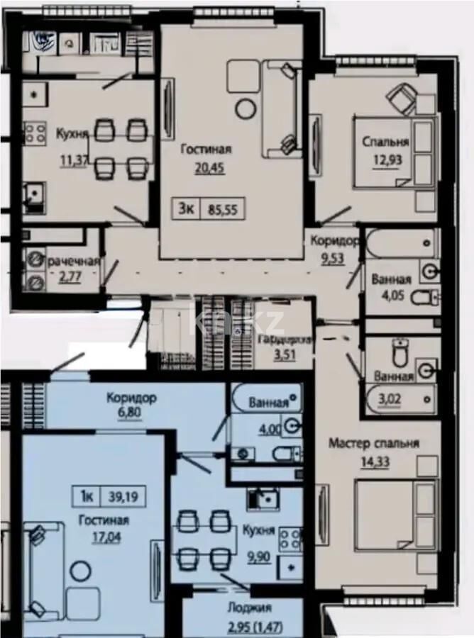 Продажа 3-комнатной квартиры, 85.55 м² - Продажа квартир в Казахстане - страница 93 фото 1 из 1