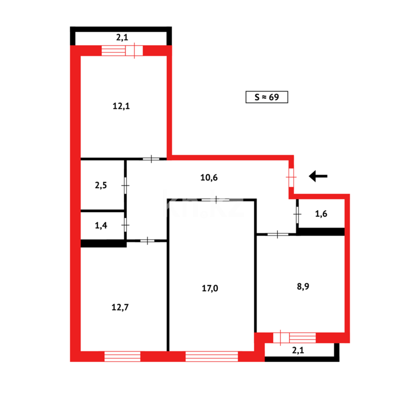 Продажа 3-комнатной квартиры, 68 м² - Продажа трехкомнатных квартир в Темиртау - страница 18 фото 10 из 10