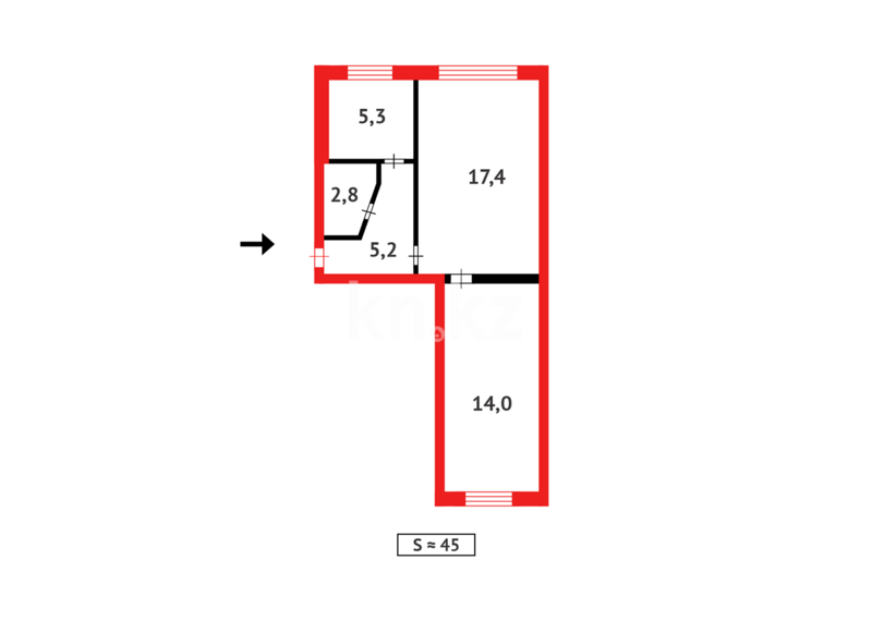 Продажа 2-комнатной квартиры, 44 м² - Продажа двухкомнатных квартир в панельном доме в Темиртау - страница 8 фото 11 из 11