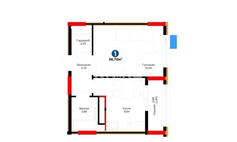 Продажа 1-комнатной квартиры, 36.7 м² - Продажа однокомнатных квартир от собственников в Казахстане - страница 93 фото 1 из 1