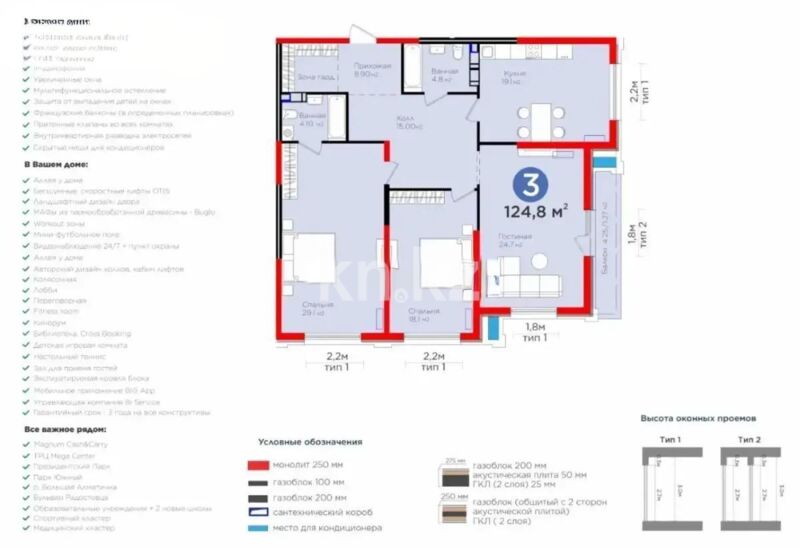 Продажа 3-комнатной квартиры, 124 м² - Продажа квартир в монолитно-каркасном доме в Казахстане - страница 25 фото 1 из 1