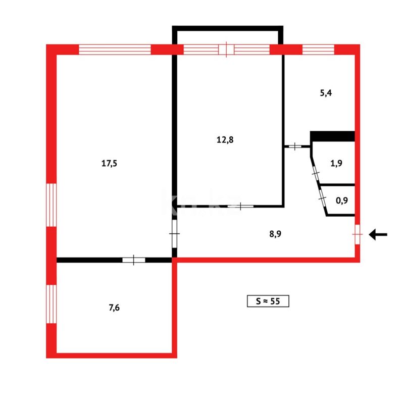 Продажа 3-комнатной квартиры, 55 м² - Продажа трехкомнатных квартир в Казахстане - страница 18 фото 14 из 14