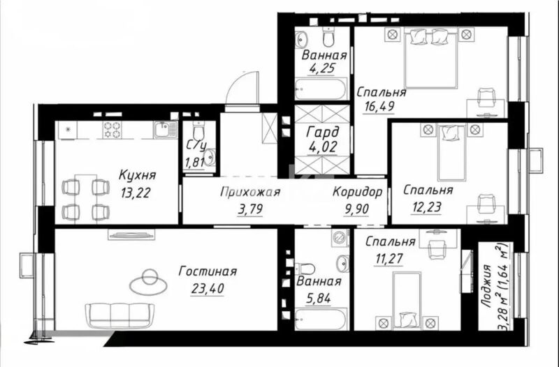 Продажа 4-комнатной квартиры, 108 м² - Продажа четырехкомнатных квартир от собственников в Астане - страница 2 фото 1 из 1