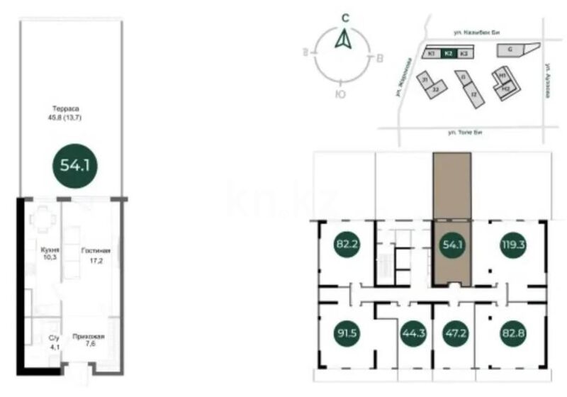 Продажа 2-комнатной квартиры, 54.1 м² - Продажа квартир в монолитно-каркасном доме в Казахстане - страница 497 фото 1 из 1