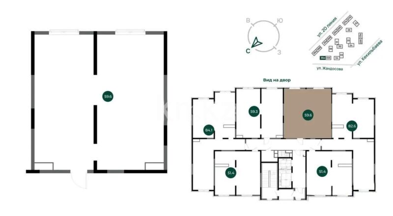 Продажа 2-комнатной квартиры, 59.6 м² - Продажа квартир в монолитно-каркасном доме в Алматы - страница 319 фото 1 из 1