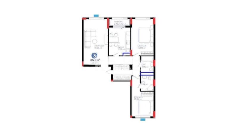 Продажа 3-комнатной квартиры, 85 м² - Продажа квартир в Казахстане - страница 25 фото 1 из 1