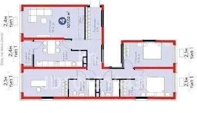 Продажа 4-комнатной квартиры, 107 м² - Продажа четырехкомнатных квартир в Алатауском р-не Алматы фото 1 из 1
