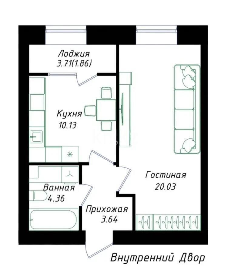 Продажа 1-комнатной квартиры, 40 м² - Продажа квартир в новостройках Астаны - страница 38 фото 1 из 1