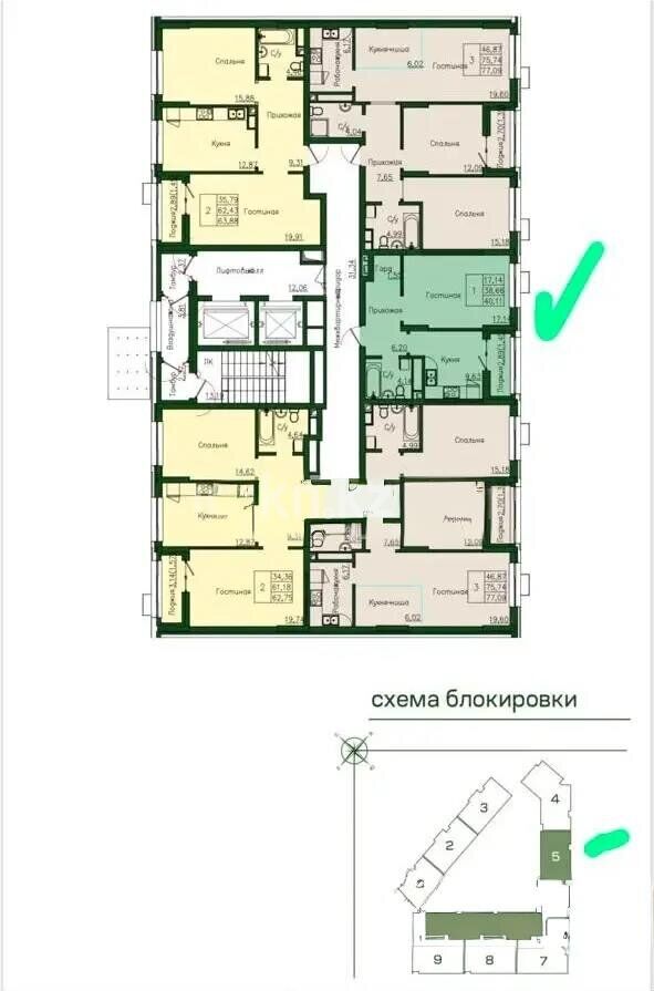 Продажа 1-комнатной квартиры, 41 м² - Продажа однокомнатных квартир в монолитно-каркасном доме в Казахстане - страница 10 фото 1 из 1
