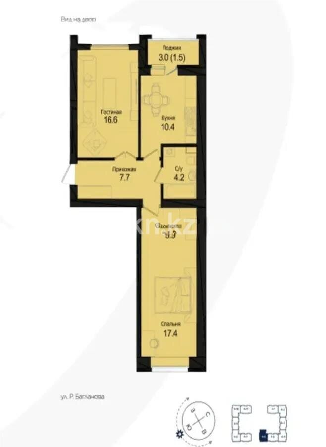 Продажа 2-комнатной квартиры, 61.7 м² - Недвижимость в Астане - страница 6 фото 1 из 1
