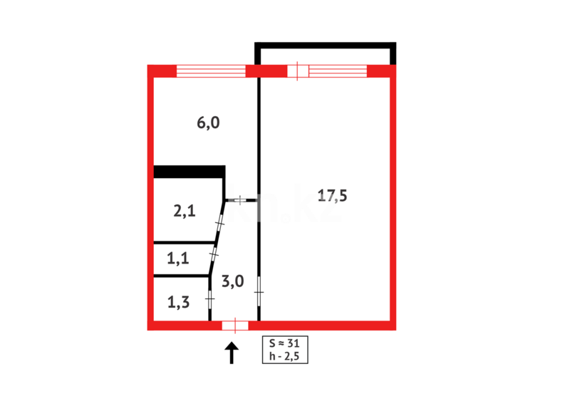Продажа 1-комнатной квартиры, 32 м² - Продажа однокомнатных квартир в Майкудуке Караганды - страница 4 фото 9 из 9