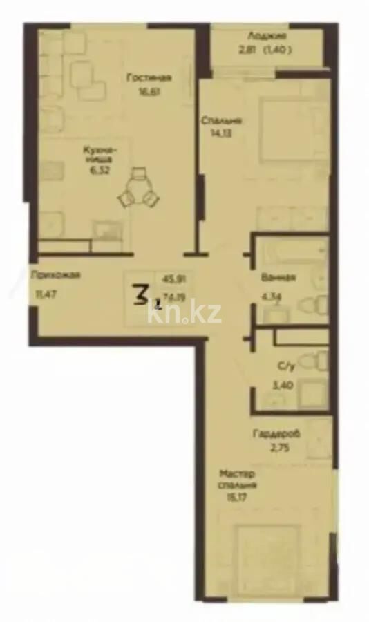 Продажа 3-комнатной квартиры, 75.6 м² - Продажа трехкомнатных квартир в монолитно-каркасном доме в Казахстане - страница 102 фото 1 из 1
