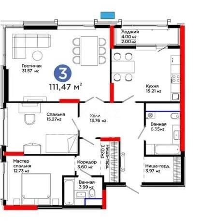 Продажа 3-комнатной квартиры, 112 м² - Продажа трехкомнатных квартир в блочном доме в Казахстане - страница 45 фото 1 из 1