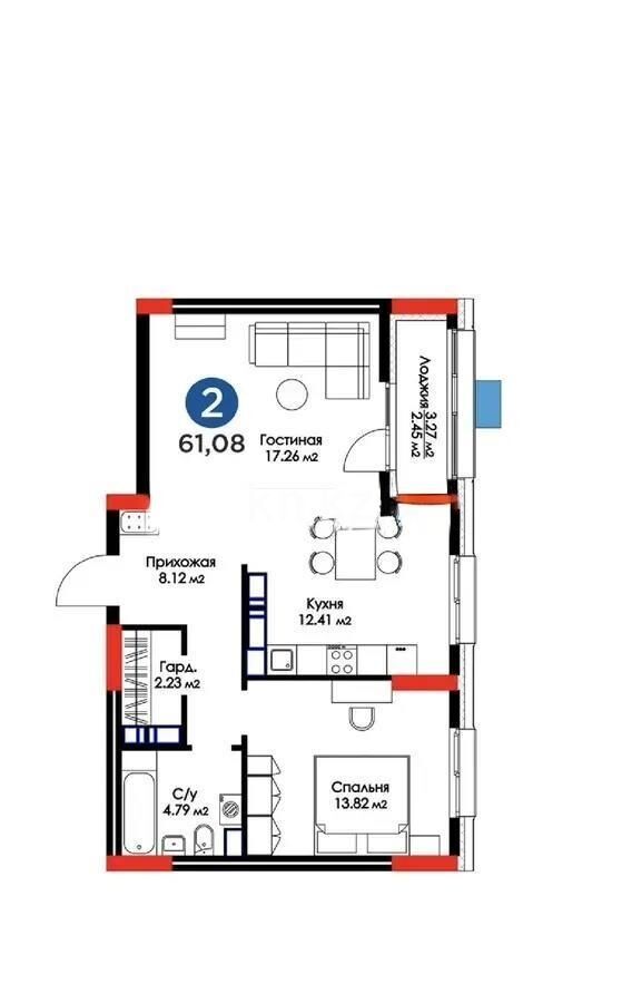 Продажа 2-комнатной квартиры, 60.3 м² - Продажа двухкомнатных квартир в блочном доме в Казахстане - страница 50 фото 5 из 5