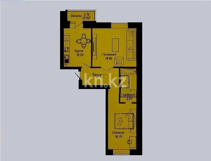 Продажа 2-комнатной квартиры, 63.38 м² - Продажа двухкомнатных квартир в кирпичном доме в Казахстане - страница 2 фото 1 из 1