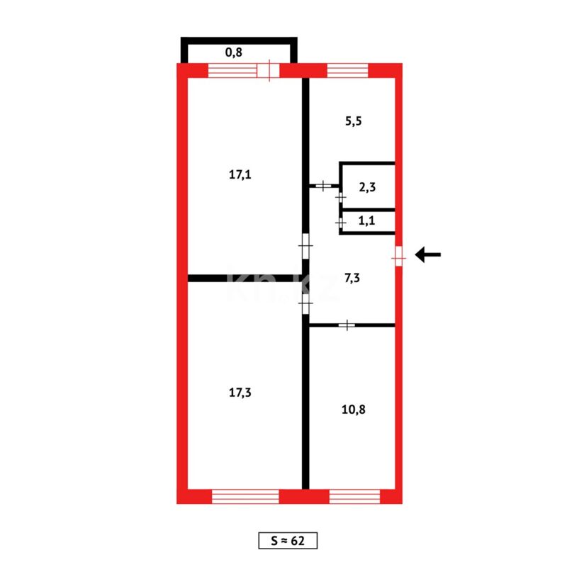 Продажа 3-комнатной квартиры, 62 м² - Продажа квартир в Казахстане - страница 274 фото 9 из 9