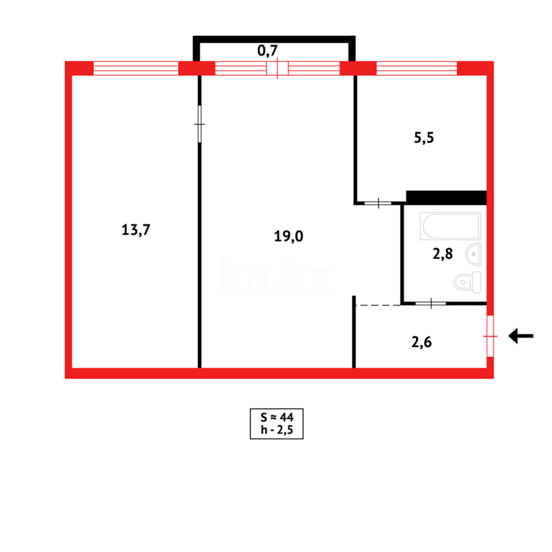 Продажа 2-комнатной квартиры, 44 м² - Продажа двухкомнатных квартир в Майкудуке Караганды - страница 19 фото 14 из 14