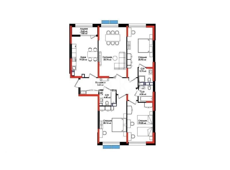 Продажа 4-комнатной квартиры, 136.4 м² - Продажа квартир в Казахстане - страница 176 фото 1 из 1