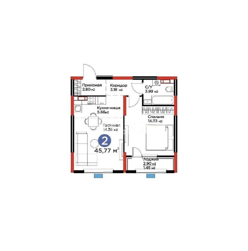 Продажа 2-комнатной квартиры, 45 м² - Продажа квартир от собственников в Алматы - страница 268 фото 1 из 1
